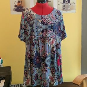Boutique babydoll style top, short sleeve 3x nwot